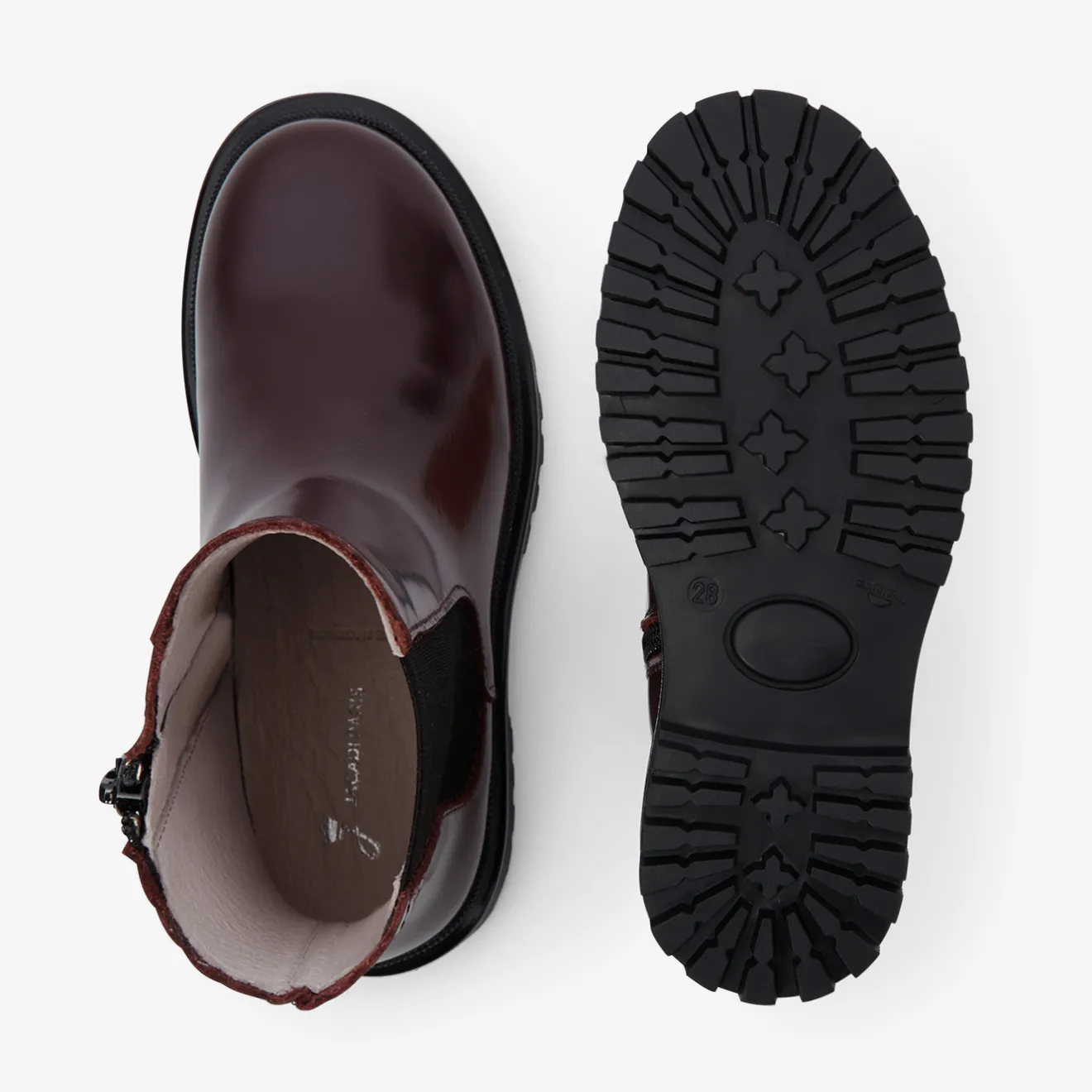 Jacadi Ankle & Lined Boots|Girl Chelsea boots in smooth leather Burgundy