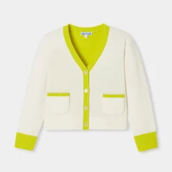 Jacadi Cardigans, Sweaters And Sweatshirts|Girl color block cardigan Soft White/Multicolour
