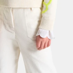 Jacadi Pants And Sweatpants|Girl corduroy wide-leg trousers Jacadi soft white