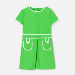 Jacadi Dresses And Skirts|Girl dress in honeycomb piqué Grass green