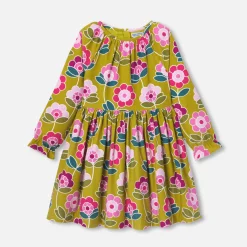 Jacadi Dresses And Skirts|Girl dress in velvet milleraies Mustard/Multicolour