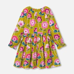 Jacadi Dresses And Skirts|Girl dress in velvet milleraies Mustard/Multicolour