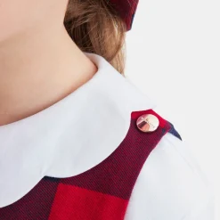 Jacadi Dresses And Skirts|Girl flannel pinafore dress Navy/Red