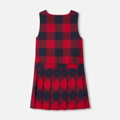 Jacadi Dresses And Skirts|Girl flannel pinafore dress Navy/Red