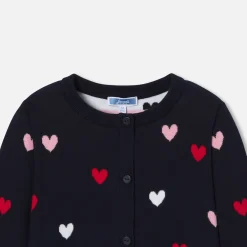 Jacadi Cardigans, Sweaters And Sweatshirts|Girl heart jacquard cardigan Navy/Multicolour
