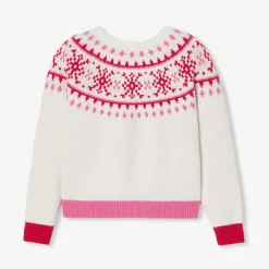 Jacadi Cardigans, Sweaters And Sweatshirts|Girl jacquard sweater Soft White/Multicolour