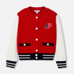 Jacadi Cardigans, Sweaters And Sweatshirts|Girl knitted varsity jacket Red/Multicolout