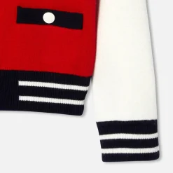 Jacadi Cardigans, Sweaters And Sweatshirts|Girl knitted varsity jacket Red/Multicolout