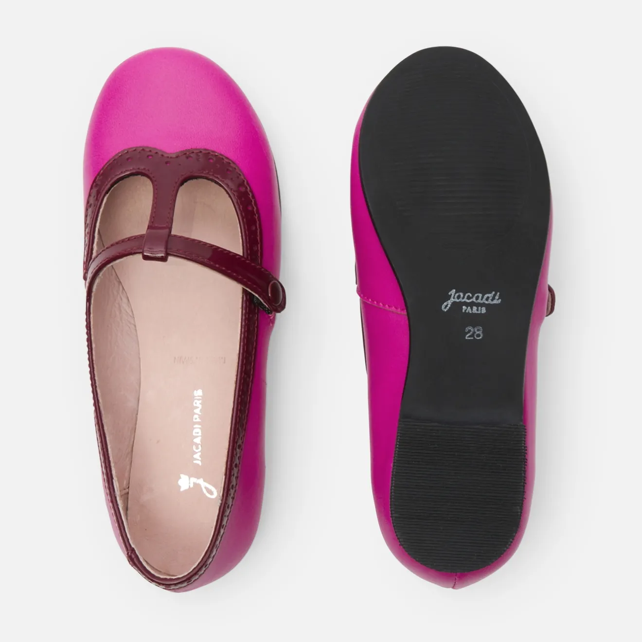 Jacadi Mary Janes, T-Straps And Ballet Flats|Girl leather t-bar shoes Pink