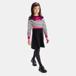 Jacadi Dresses And Skirts|Girl long-sleeved dress White/Navy
