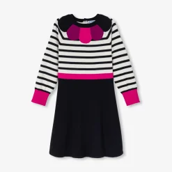 Jacadi Dresses And Skirts|Girl long-sleeved dress White/Navy