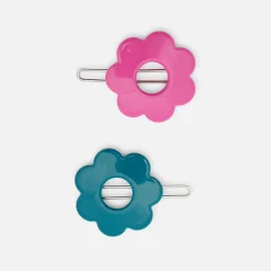 Jacadi Hair Accessories|Accessories|Girl pair of flower barrettes Pink/Blue