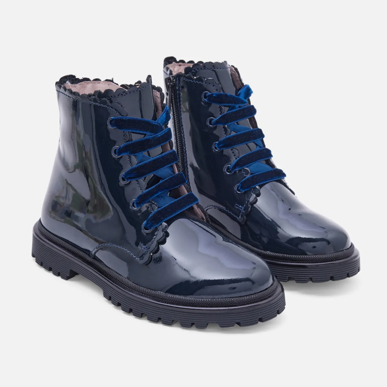 Jacadi Ankle & Lined Boots|Girl patent leather boots Jacadi Navy
