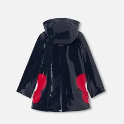 Jacadi Coats And Outerwear|Girl Coats & Puffer Jackets|Girl patent raincoat Jacadi Navy