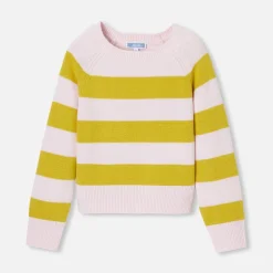 Jacadi Cardigans, Sweaters And Sweatshirts|Girl striped sweater Pink/Green