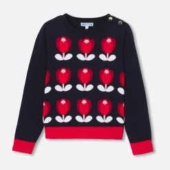 Jacadi Cardigans, Sweaters And Sweatshirts|Girl tulip sweater Jacadi Navy