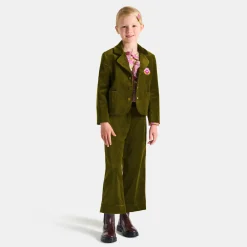 Jacadi Pants And Sweatpants|Girl wide-leg velour trousers Olive green