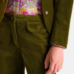 Jacadi Pants And Sweatpants|Girl wide-leg velour trousers Olive green