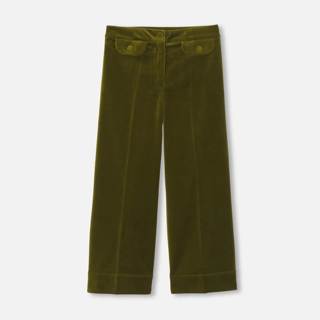 Jacadi Pants And Sweatpants|Girl wide-leg velour trousers Olive green