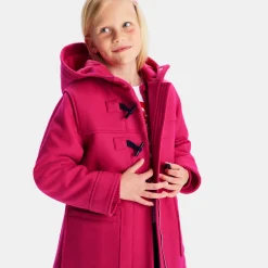 Jacadi Coats And Outerwear|Girl Coats & Puffer Jackets|Girl wool duffle-coat Grenadine Pink