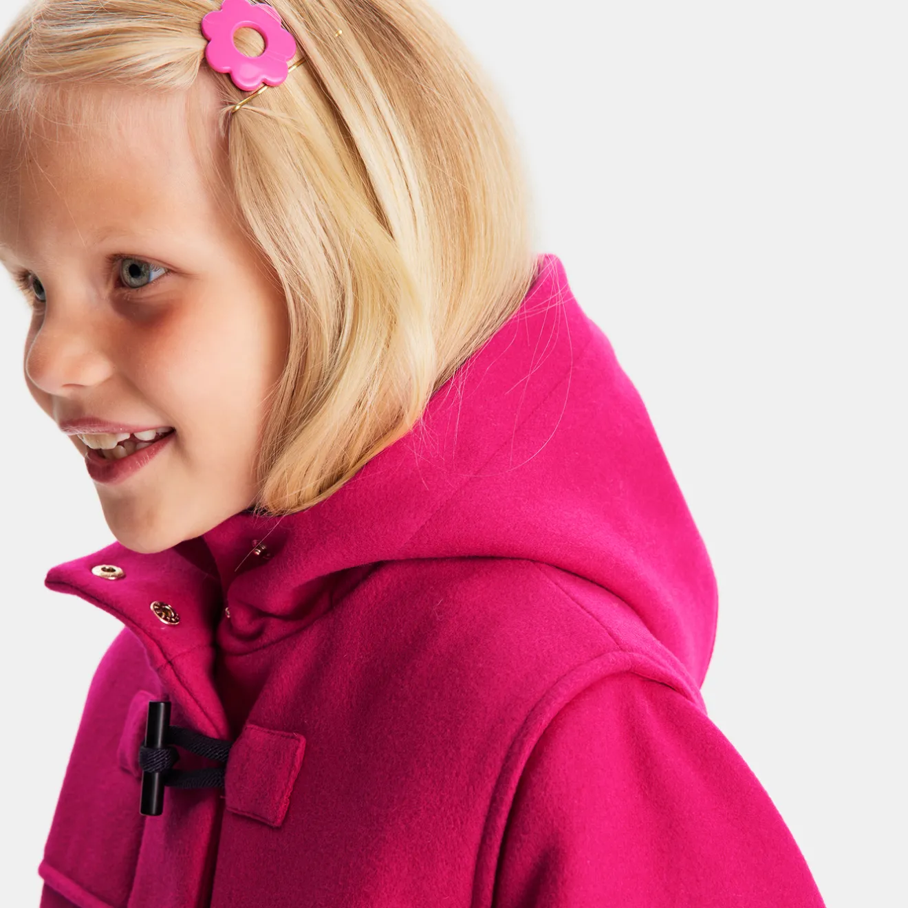 Jacadi Coats And Outerwear|Girl Coats & Puffer Jackets|Girl wool duffle-coat Grenadine Pink