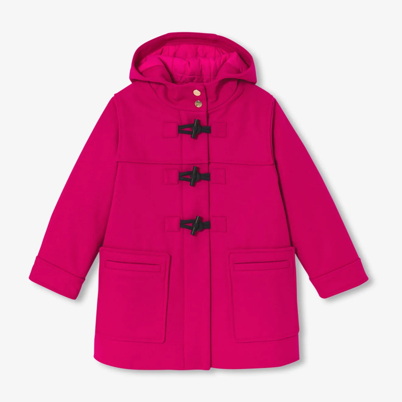 Jacadi Coats And Outerwear|Girl Coats & Puffer Jackets|Girl wool duffle-coat Grenadine Pink