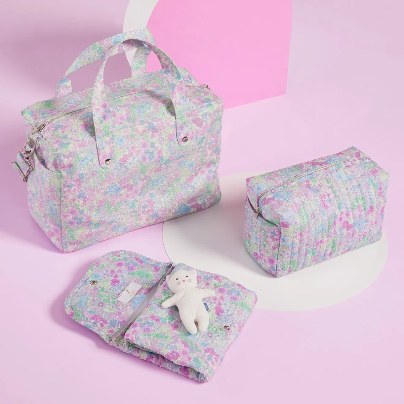 Jacadi Diaper Bags And Toiletry Bags|Diaper Bags And Toiletry Bags|Liberty fabric diaper bag White/Multicolour