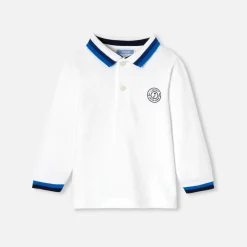 Jacadi Polos And T-Shirts|Long-sleeved baby boy polo shirt Jacadi White