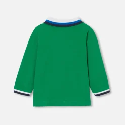 Jacadi Polos And T-Shirts|Long-sleeved baby boy polo shirt Dark green
