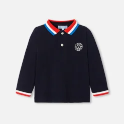 Jacadi Polos And T-Shirts|Long-sleeved baby boy polo shirt Jacadi Navy