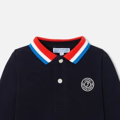 Jacadi Polos And T-Shirts|Long-sleeved baby boy polo shirt Jacadi Navy