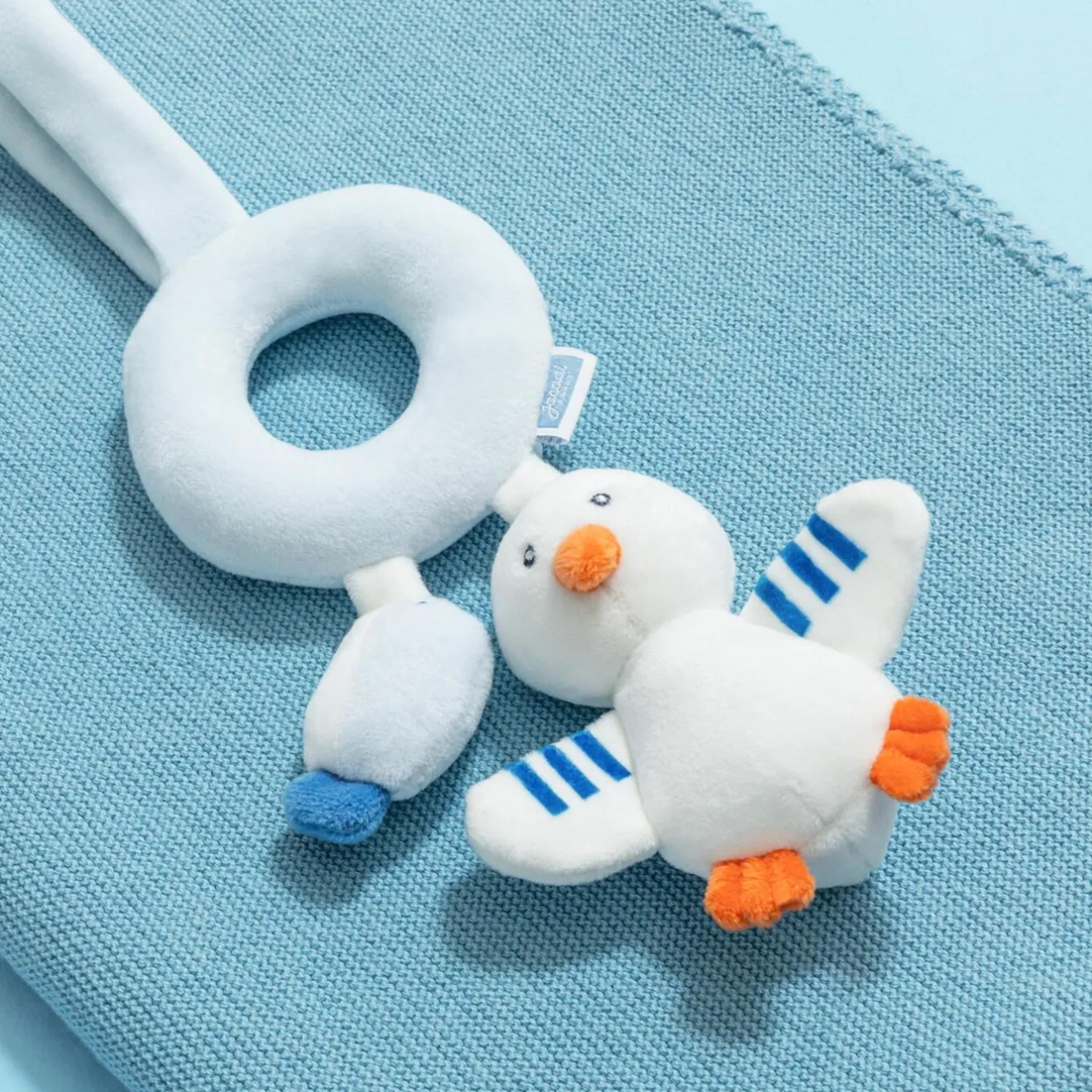 Jacadi Plush And Activity Toys|Plush And Activity Toys|Seagull and fish rattle White/Blue