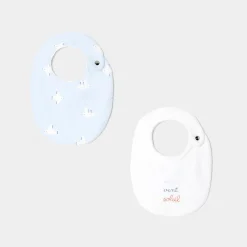 Jacadi Bibs And Swaddling Cloths|Set of baby bibs White/Blue