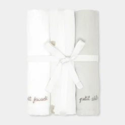 Jacadi Bibs And Swaddling Cloths|Set of 3 nappies Jacadi White